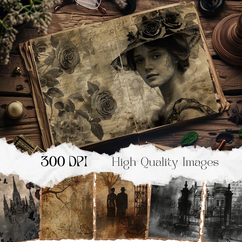Victorian Gothic Junk Journal Pages Instant Download Digital Scrapbook ...
