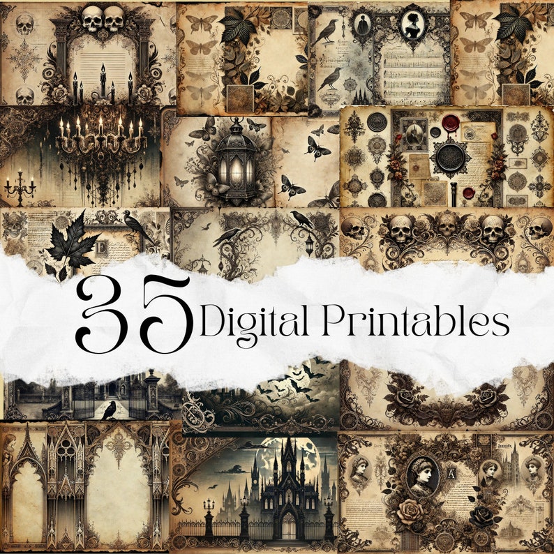 Victorian Gothic Junk Journal Templates Gothic Journal Papers Kit ...