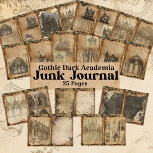 Dark Academia Junk Journal Pages Gothic Junk Journal Kit Scrapbook Kit, Journaling Supplies Vintage Ephemera Printables Scrapbooking Paper