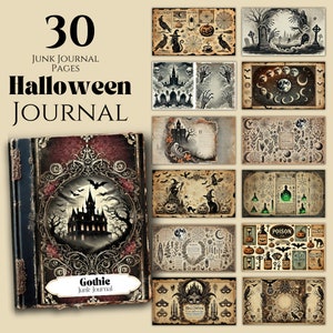 Halloween Junk Journal Kit Printable Junk Journal Halloween Vintage Ephemera Templates Digital Collage Sheet Gothic Journal Victorian Gothic