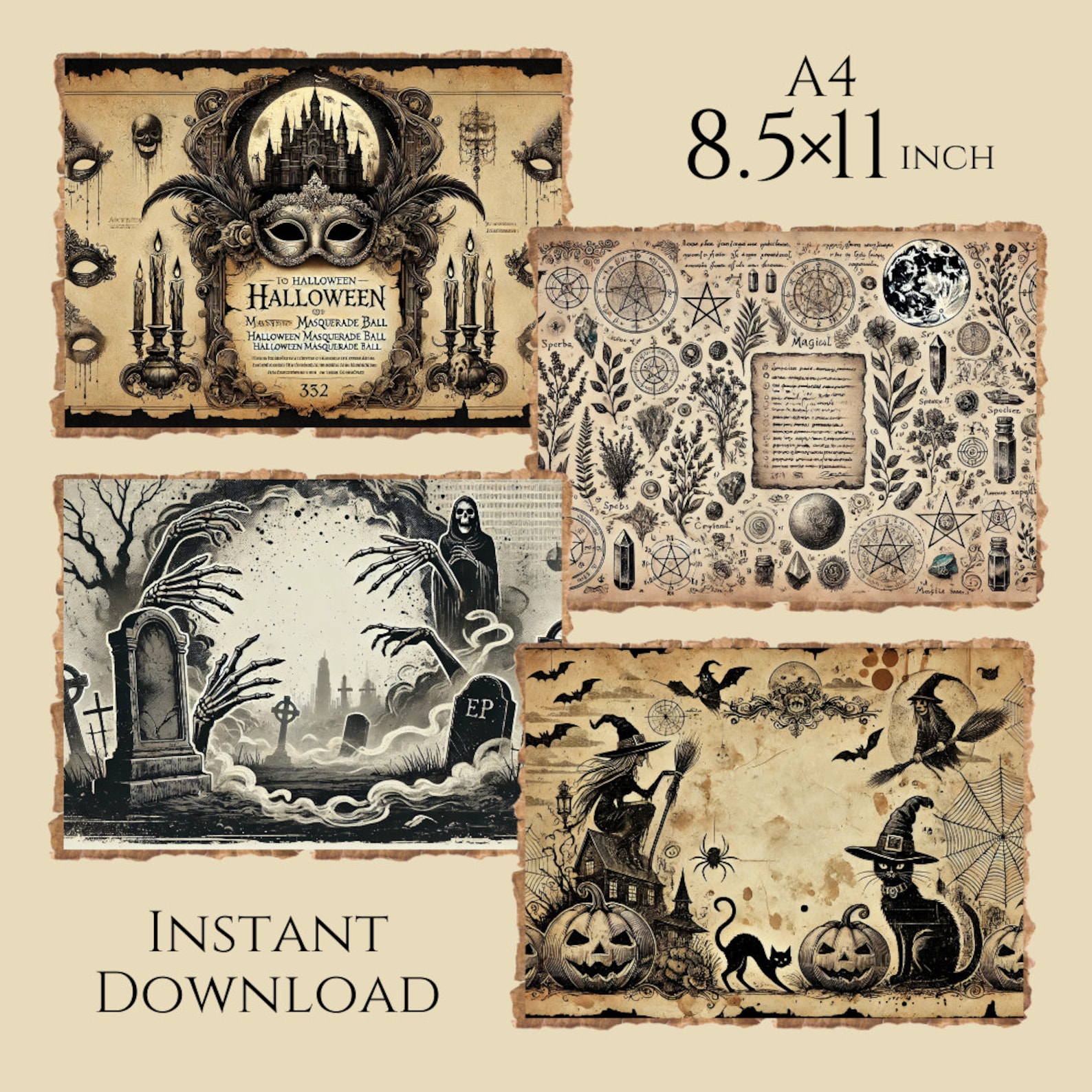 Halloween Junk Journal Kit Printable Junk Journal Halloween Vintage ...