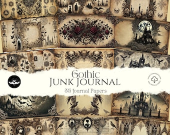 Victorian Gothic Junk Journal Templates Gothic Journal Papers Kit Instant Download Digital Scrapbook Paper Vintage Horror Gothic Backgrounds