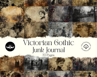 Victorian Gothic Junk Journal Pages Instant Download Digital Scrapbook Paper Gothic Collage Sheets Dark Gothic Spooky Vintage Horror Gothic