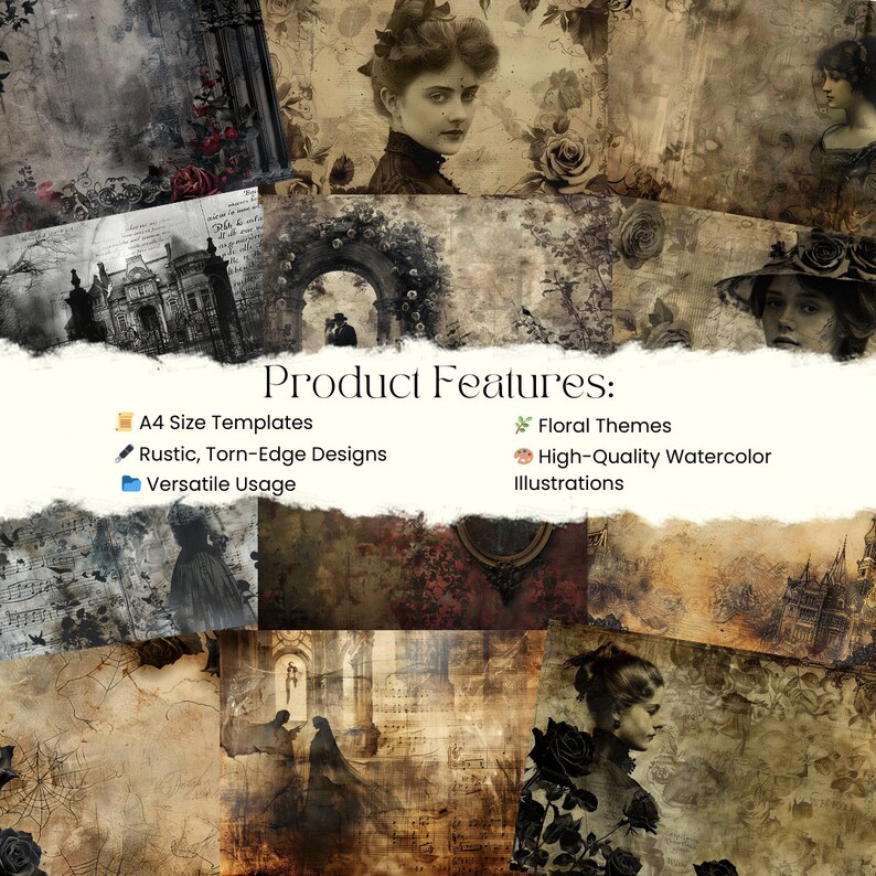 Victorian Gothic Junk Journal Pages Instant Download Digital Scrapbook ...
