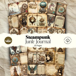 Steampunk Junk Journal Kit Digital Industrial Grunge Paper ATC Ephemera Collage Sheets Fantasy Printable Scrapbook Victorian Ephemera