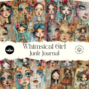 Whimsical Girl Junk Journal pages Whimsical Ephemera Whimsical Junk Journal Papers Whimsical Digital Papers Girls Whimsical Boho Girls Paper
