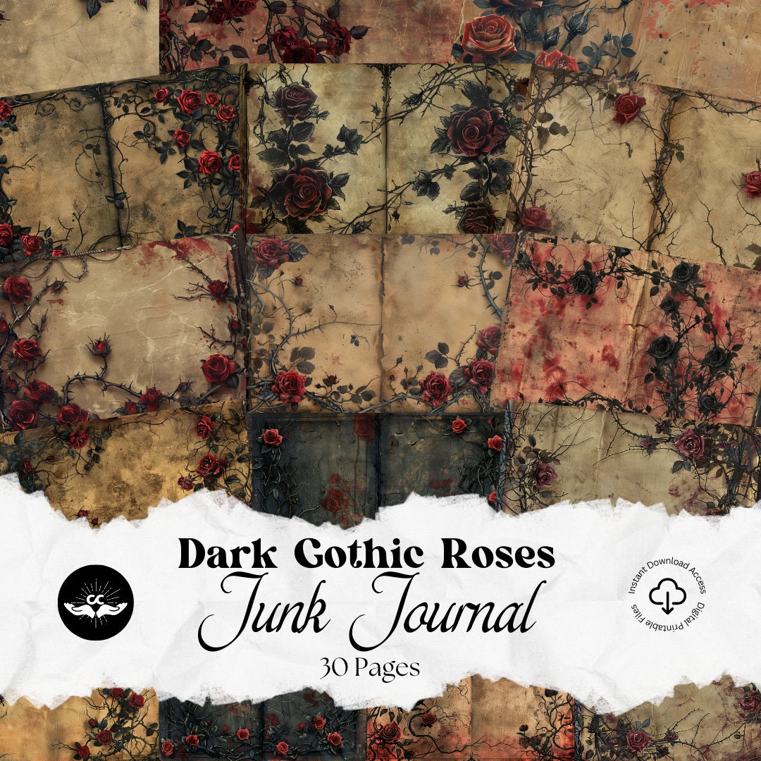 Dark Gothic Junk Journal Kit Pages Embellishments Scrapbook Kit ...