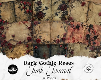 Dark Gothic Junk Journal Kit Seiten Verzierungen Scrapbook Kit Journaling Lieferungen Ephemera Printables Dunkle Spitze Digitaler Download Dark Rose