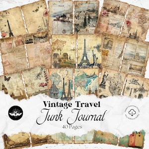 Vintage Junk Journal Printable Pages Travel Journal Printable Travel Junk Journal Vintage Travel Journal Antique Vacation Ephemera Kit