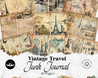 Vintage Junk Journal Printable Pages Travel Journal Printable Travel Junk Journal Vintage Travel Journal Antique Vacation Ephemera Kit