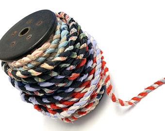 Handmade Twine, Twisted Fabric Twine, Rag Rope, Boho Fabric Cord, Textile Fiber Yarn, Multi-Colored