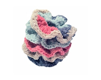 Lot De 4 Scrunchies Cheveux Crochet Faits Main - Multicolores, Sans étiquettes, Neufs !