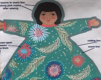 Cut and Sew Doll Fabric Panel, Simple Sewing Instructions, 100% Cotton, 8" Doll