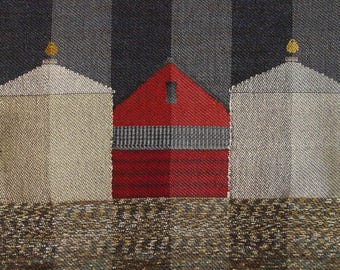 Red Barn, Wadesville. Handwoven tapestry.