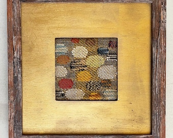 Miniature Stones tapestry, matted and framed