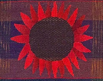 Ruby Sunflowers, handwoven tapestry by Laura Foster Nicholson