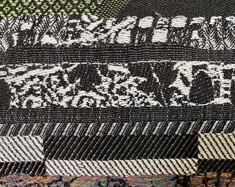 handwoven jacquard weaving, "Black Jacq", fascinating geometric details