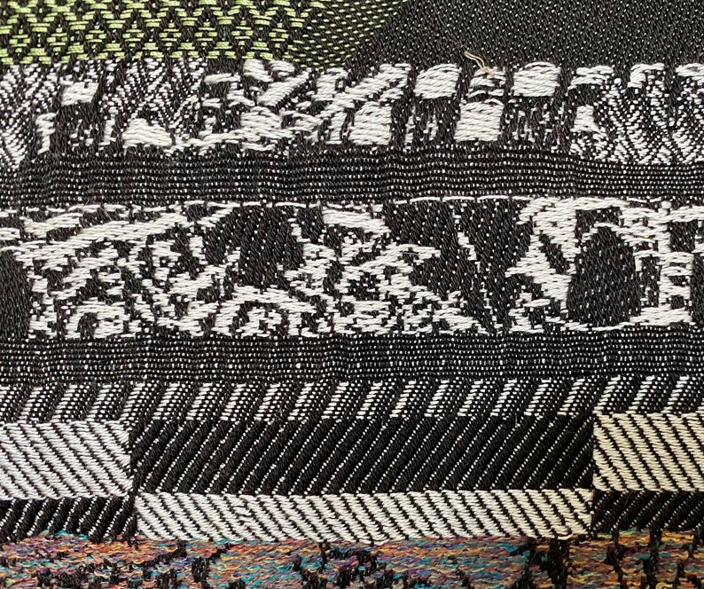 handwoven jacquard weaving, Black Jacq, fascinating geometric details image 1