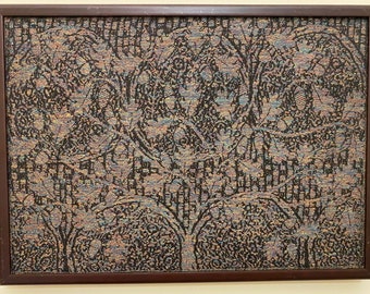 Handwoven jacquard weaving, Big Oak, by Laura Foster Nicholson, framed