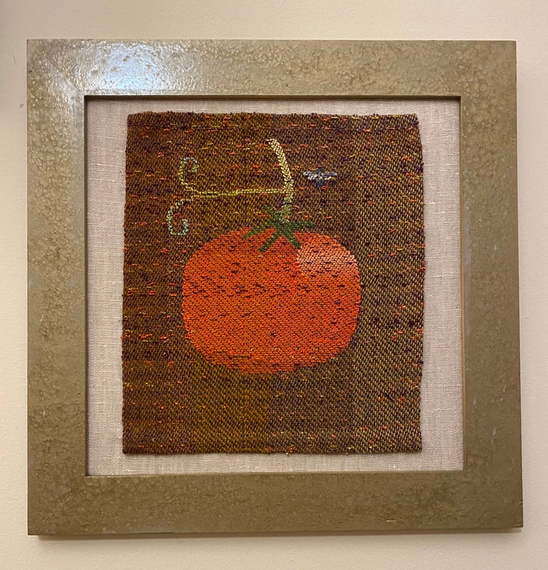 Big Tomato framed tapestry weaving. Free shipping image 2