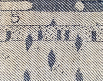 linen damask study “courtyard and doorways”.  Handwoven, vintage frame