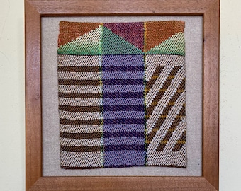 Silo and a Half, handwoven tapestry, mounted and framed