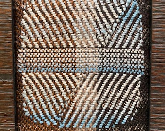 Ball of Twine, handwoven tapestry. Wool with cotton; vintage wood frame