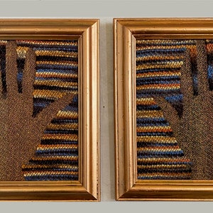 Left Hand, small wool and metallic tapestry in copper colored wooden frame. free shipping image 2