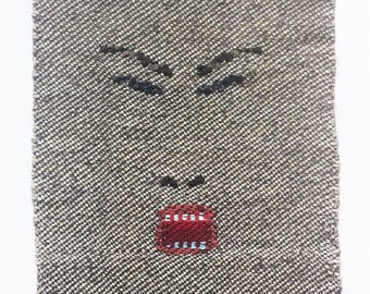 Handwoven Cotton Tapestry, "Screech" by Laura Foster Nicholson