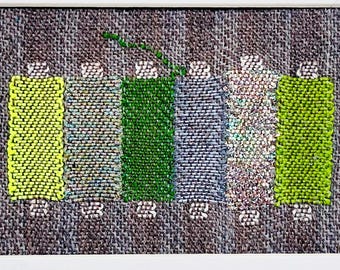 Spools of Threads, handwoven tapestry, framed