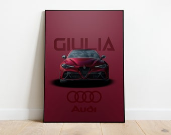 Alfa Romeo Giulia Poster, Print, Wall Art | Iconic Car, Sports Car, Motorsport Art | Classic Car Poster