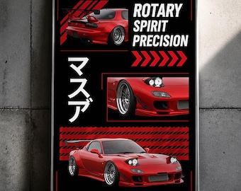 Mazda RX7 Poster | JDM Wall Art | Physical Print | Free Shipping | Car Lover Gift | Garage Decor