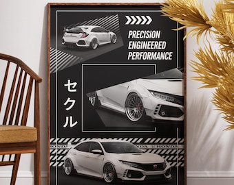 シビック タイプR ジェネレーションズ アートプリント：JDMカー