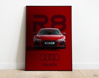 Audi R8 Poster, Print, Wall Art | Iconic Car, Sports Car, Motorsport Art | Classic Car Poster