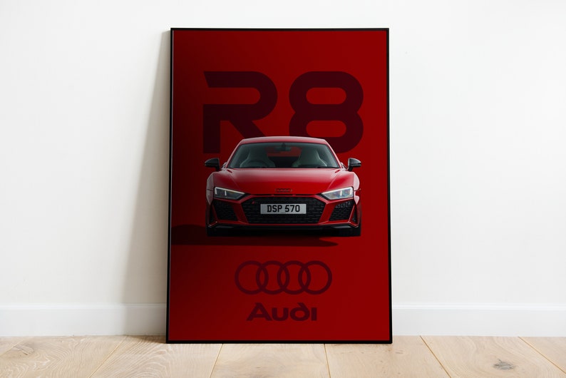 Audi R8 Poster, Print, Wall Art Iconic Car, Sports Car, Motorsport Art Classic Car Poster zdjęcie 1