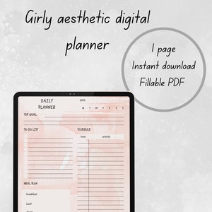 Transform your everyday planning into a delightful experience with our girly aesthetic Daily Digital Planner. This beautifully designed planner is perfect for those who appreciate both functionality and aesthetics.