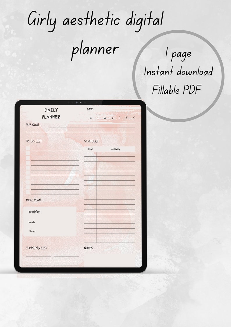 Transform your everyday planning into a delightful experience with our girly aesthetic Daily Digital Planner. This beautifully designed planner is perfect for those who appreciate both functionality and aesthetics.