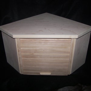 Unfinished Birch Corner Breadbox With Roll Up Door image 1