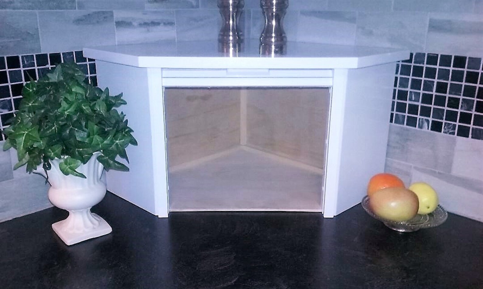 White Lacquer Corner Bread Box with Roll Up Door Etsy