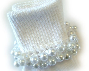 White Pearl Beaded Socks, First Communion socks, Baptism socks, white socks, pearls, dressy socks, Christening, baby socks, girls, toddler