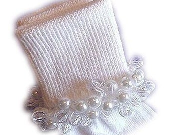 Simply Elegant Beaded Socks, First Communion socks, Baptism socks, Christening, pearl, holiday, girls socks, flower girl socks, sparkle