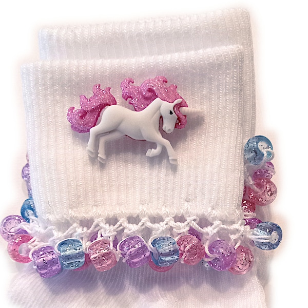NEW - Pink Magical Unicorn Beaded Socks, school, girls socks, sparkle, women's, holidays, toddlers, lavender, toddler, unicorn socks