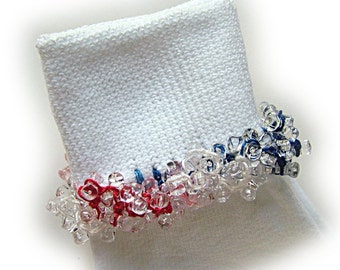 NEW - Patriotic Beaded Socks, red, white, blue, clear tri beads, girls socks, 4th of July, school, women's, toddlers, holidays, thread