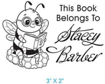 Baby Bee Bookplate Custom Ex Libris Rubber Stamp P10
