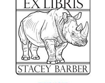 Critically Endangered Javan Rhino Bookplate Custom Ex Libris Rubber Stamp P17