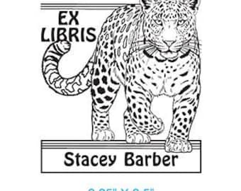 Critically Endangered Amur Leopard Bookplate Custom Ex Libris Rubber Stamp P12
