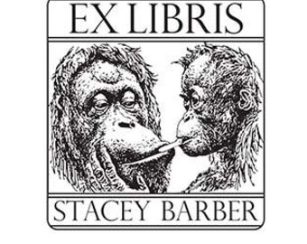 Critically Endangered Tapanuli Orangutan Mother and Baby Bookplate Custom Ex Libris Rubber Stamp P14