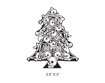 Skeleton Christmas Tree Rubber Stamp 429