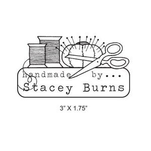 Sewing Thread Scissors and Pincushion Custom Handmade By Rubber Stamp I08
