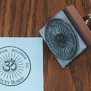 Personalizzato Starburst OM AUM Bookplate Ex Libris Timbro personalizzato A01